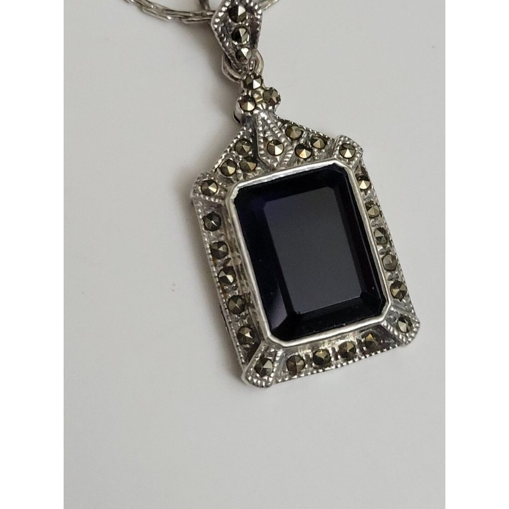 Sterling Silver Faux Diamond Accent Sapphire Necklace
